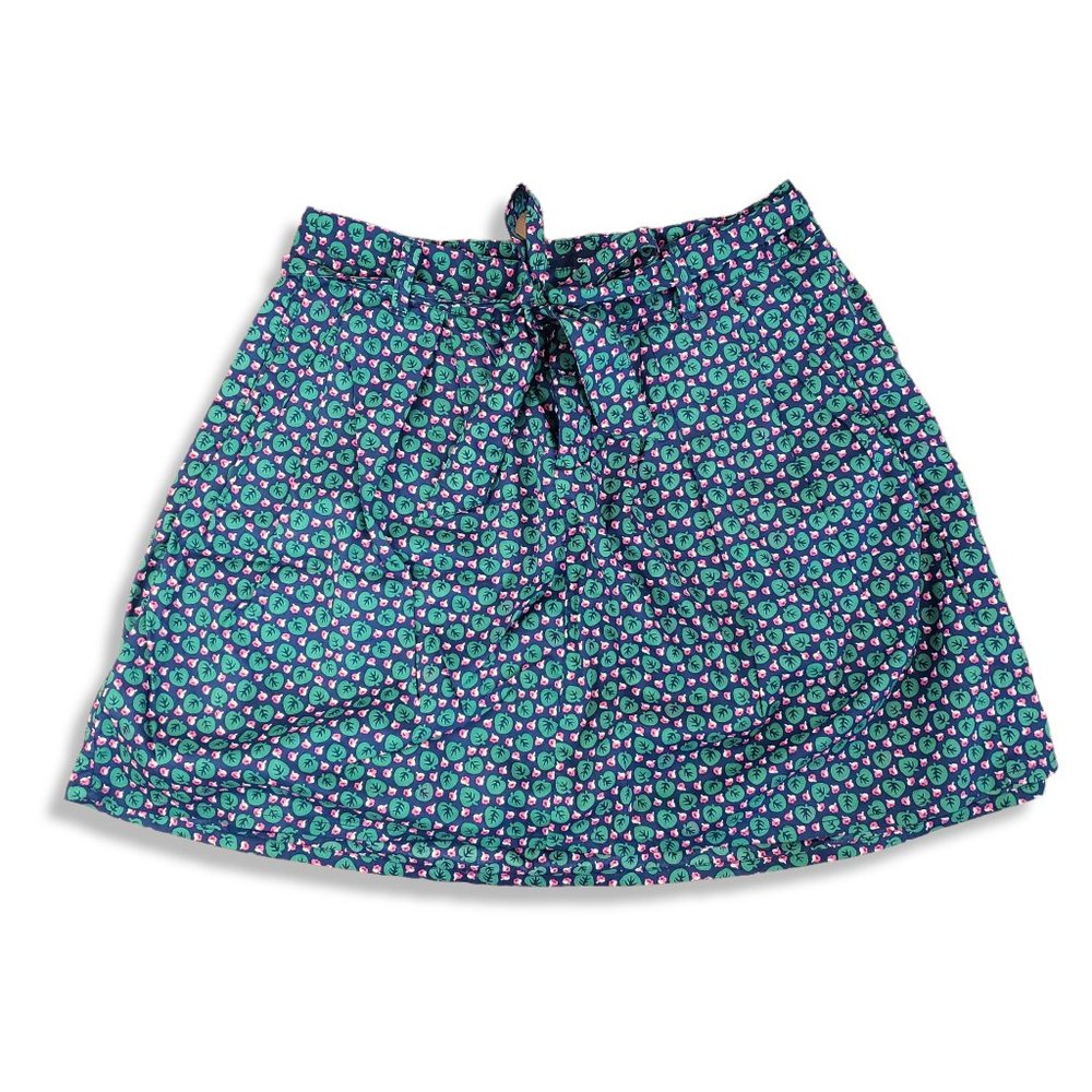 Gap Navy Green Leaf Patterned Belted Mini-Skirt Size 0
